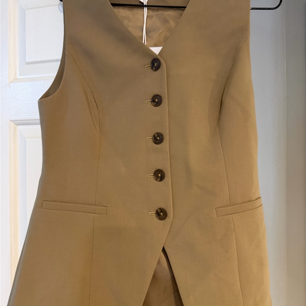 pistola Tan Button-Down Sleeveless Vest Top